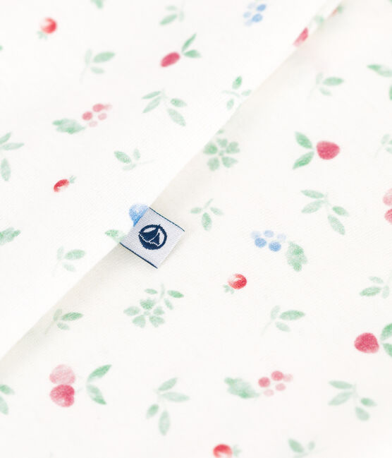 Pijama de algodón con cuello y flores para bebé blanco MARSHMALLOW/blanco MULTICO