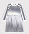 Vestido infantil de algodón de manga larga a rayas blanco MARSHMALLOW/azul SMOKING