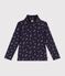 Camiseta infantil de cuello alto de algod&oacute;n con flores azul/multicolor