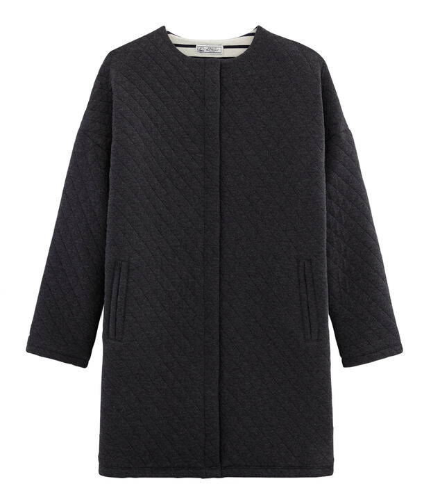 Chaqueta larga de t&uacute;bico para mujer gris