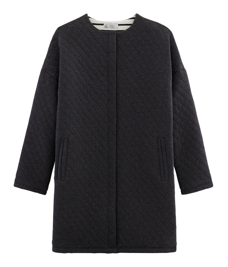 Chaqueta larga de t&uacute;bico para mujer gris