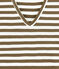 Camiseta de canalé original de rayas con cuello en pico para mujer marron SHITAKE/blanco MARSHMALLOW