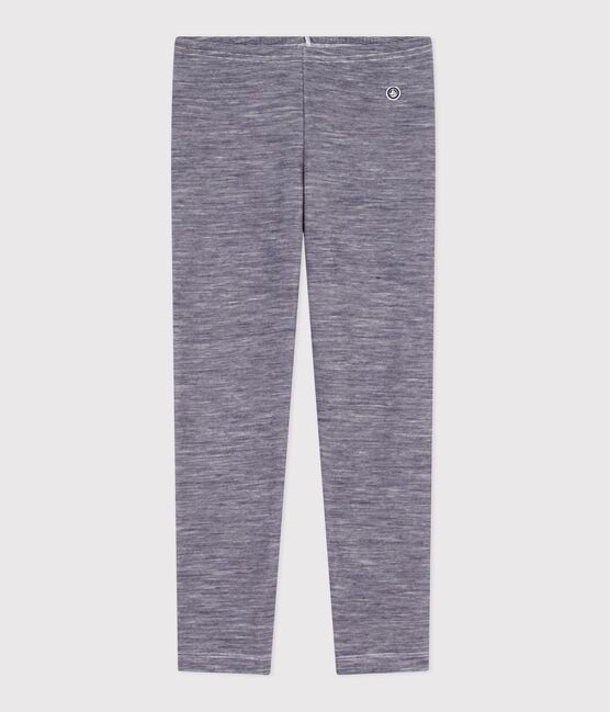 Leggings infantiles de lana y algodón a rayas azul SOIR/ MARSHMALLOW