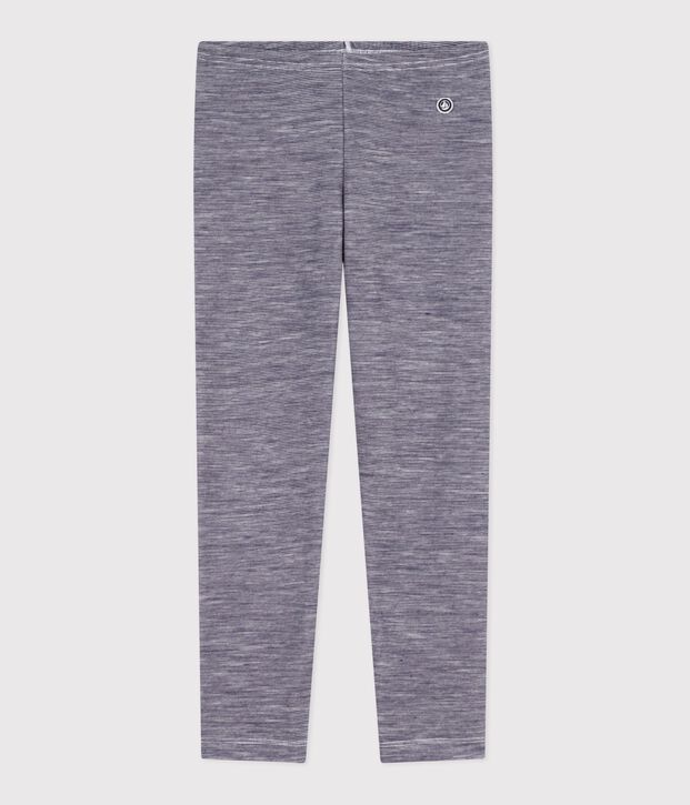 Leggings infantiles de lana y algod&oacute;n a rayas azul/blanco
