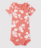Bodi con estampado hawaiano con cuello isabelino de algodón para bebé rosa PAPAYE/ MARSHMALLOW