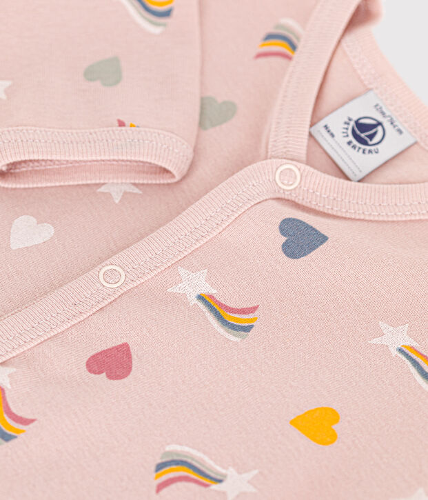 Pijama sin pies de algod&oacute;n con estampado para beb&eacute; rosa/multicolor