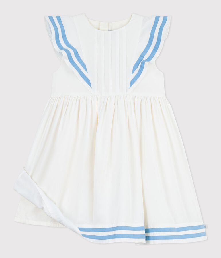 Vestido infantil de algod&oacute;n sin mangas blanco