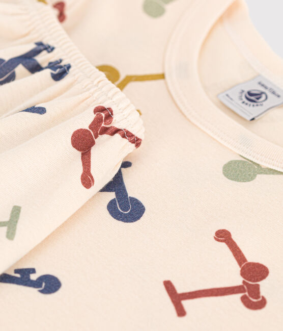 Pijama corto infantil con estampado de patinetes de algodón  blanco AVALANCHE/ MULTICO