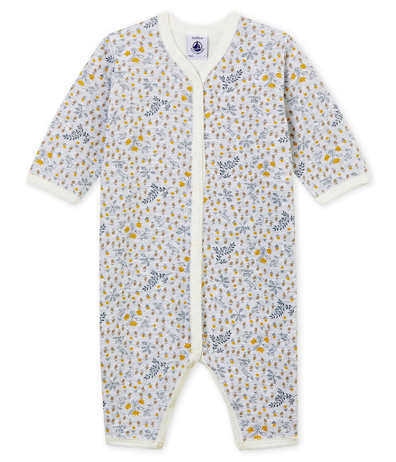 Pijama de bebé sin pies en punto suave para niña gris POUSSIERE/blanco MULTICO