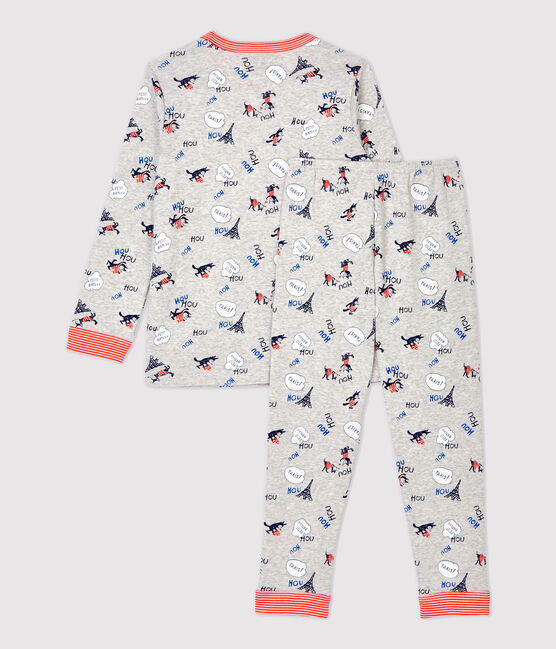 Pijama con estampado de París de niño de algodón orgánico gris BELUGA/blanco MULTICO