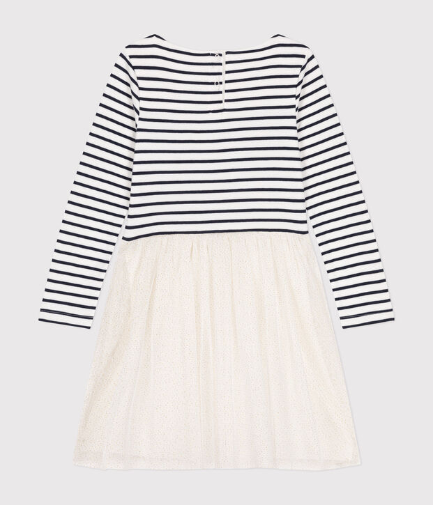 Vestido de t&uacute;bico y tul para ni&ntilde;a blanco/multicolor