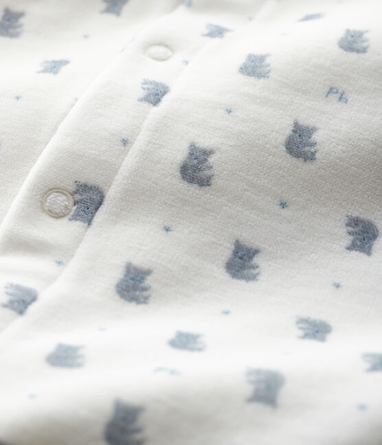 Bodi pijama con estampado de koalas de bebé de terciopelo de algodón orgánico blanco MARSHMALLOW/blanco MULTICO