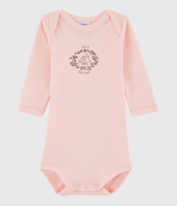 Bodi de manga larga de beb&eacute; ni&ntilde;a rosa