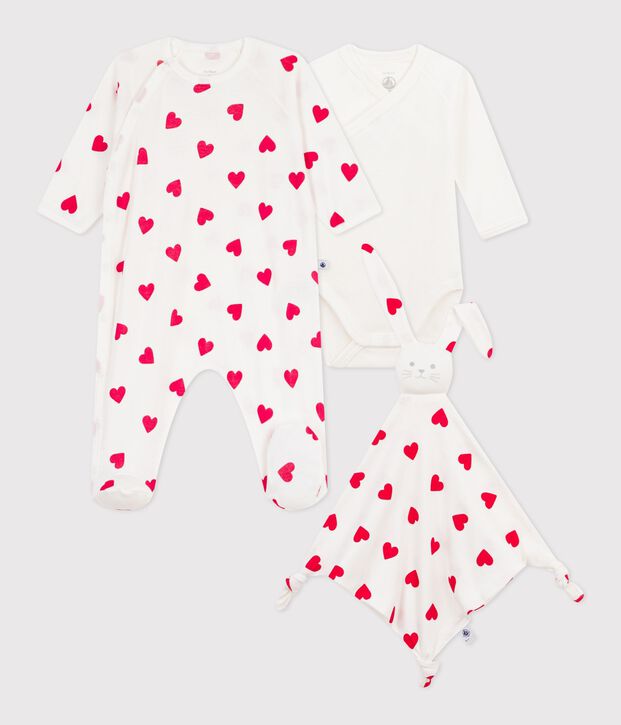 Estuche regalo de algod&oacute;n con estampado de coraz&oacute;n para reci&eacute;n nacido multicolor