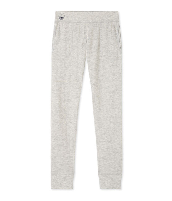 Pantalón para mujer en túbico extrafino chiné gris BELUGA CHINE