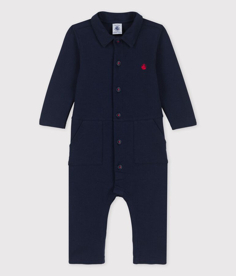 Mono largo de jersey grueso ecol&oacute;gico de beb&eacute; azul