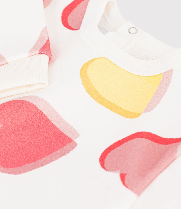 Sudadera de algod&oacute;n con estampado de corazones para beb&eacute; blanco/multicolor