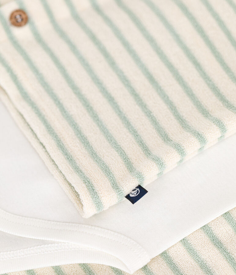 Conjunto de beb&eacute; de 3 piezas de rizo de beb&eacute; crudo/verde