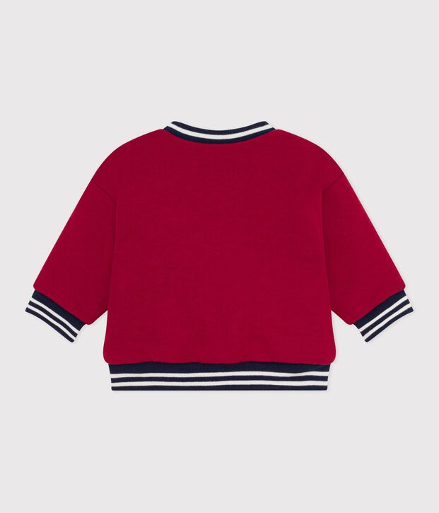 Chaqueta teddy lisa de algod&oacute;n y borreguito para beb&eacute; rojo