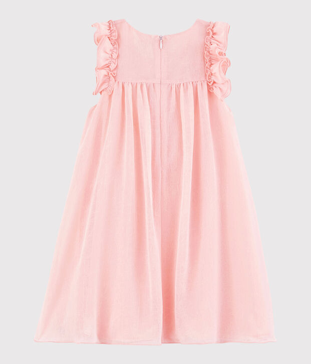 Vestido de celebraci&oacute;n de crep&eacute; de ni&ntilde;a rosa