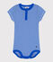Body de manga corta de algodón milrayas para bebé azul PERSE/blanco MARSHMALLOW