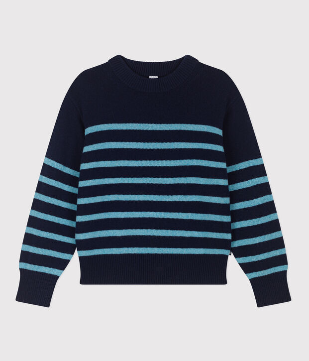 Jersey marinero de lana para mujer azul/azul