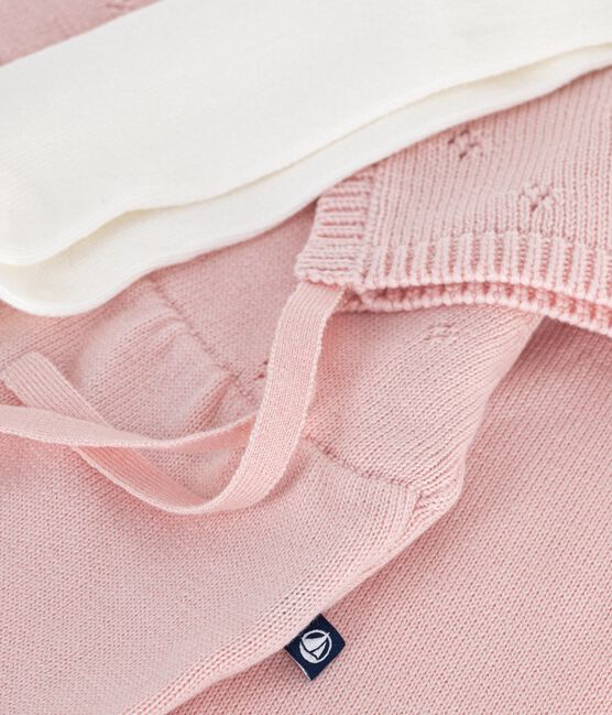 Conjunto de regalo para bebé de punto tricotado con capota, pelele y leotardos variante 1