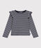 Camiseta infantil de algodón de manga larga a rayas azul SMOKING/blanco MARSHMALLOW