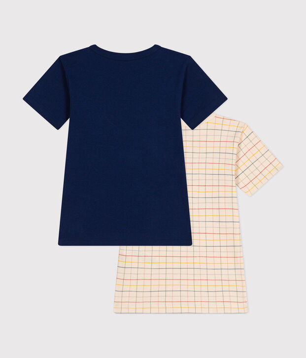 Juego de 2 camisetas infantiles de algod&oacute;n de manga corta multicolor