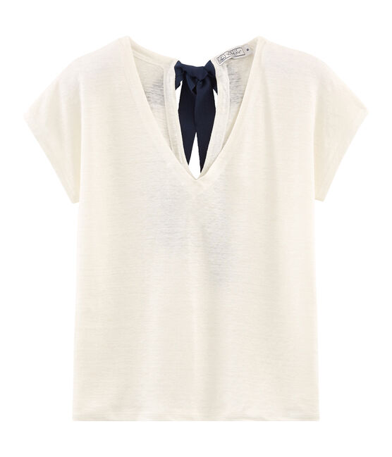 Camiseta de lino para mujer blanco MARSHMALLOW