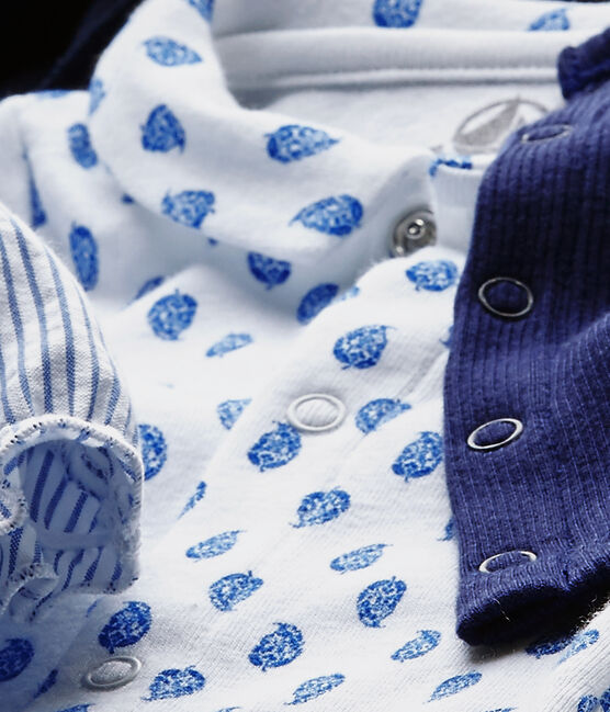 Conjunto de 3 piezas para bebé niño azul CHALOUPE/blanco ECUME/ PERSE