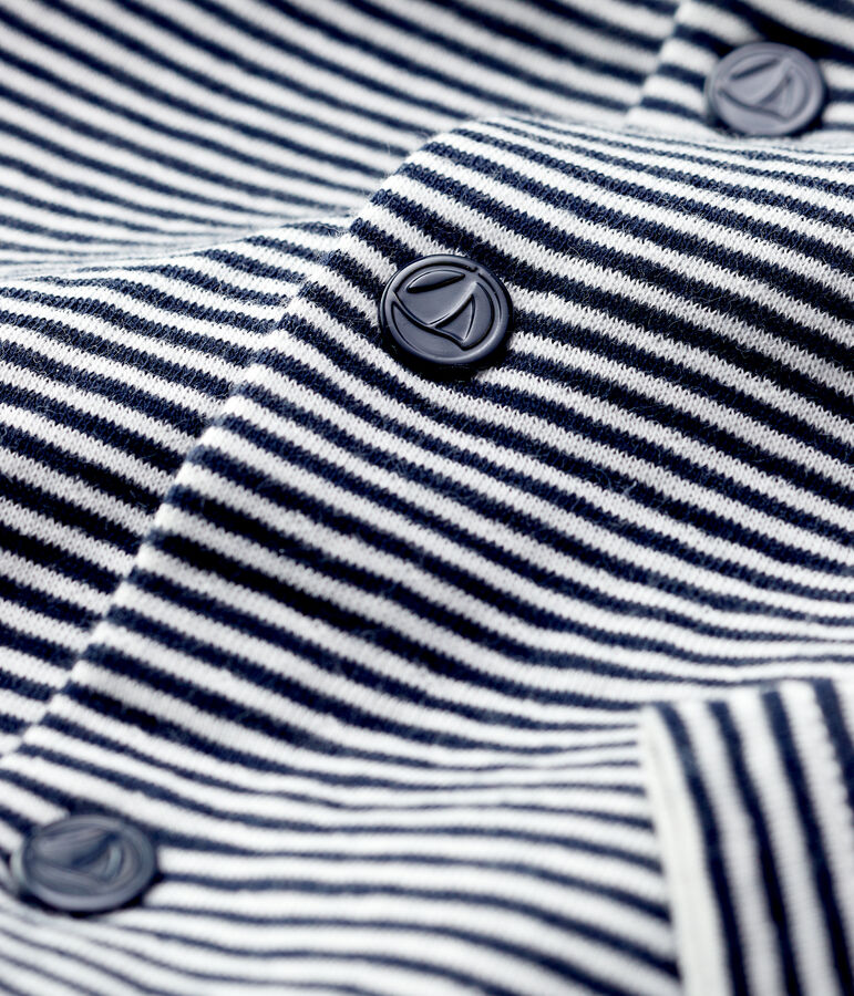 C&aacute;rdigan de algod&oacute;n de beb&eacute;. azul/blanco