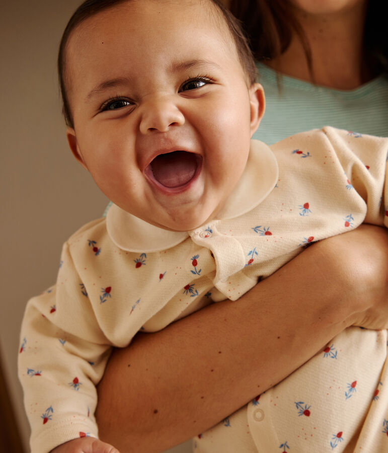 Pelele de algod&oacute;n con cuello y estampado de flores para beb&eacute; blanco AVALANCHE/ MULTICO