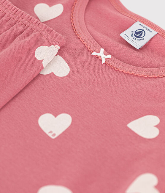 Pijama infantil de algodón con estampado corazones rosa ROSEWOOD/ AVALANCHE