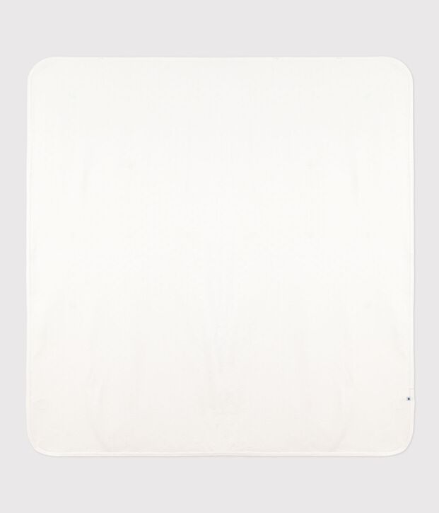 Manta ligera de algod&oacute;n calado con coraz&oacute;n para reci&eacute;n nacido blanco