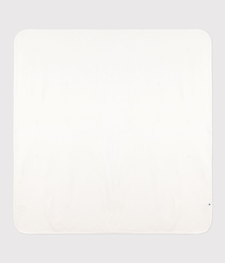 Manta ligera de algod&oacute;n calado con coraz&oacute;n para reci&eacute;n nacido blanco