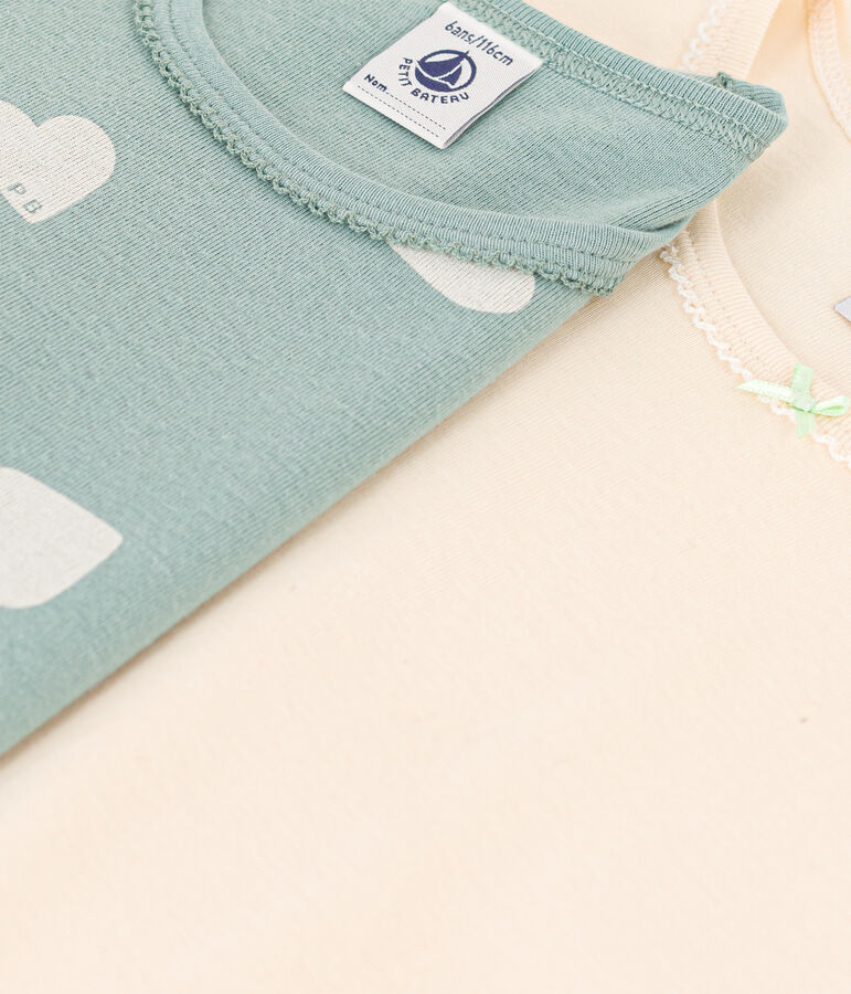 Juego de 2 camisetas de manga larga de algod&oacute;n con coraz&oacute;n para ni&ntilde;a multicolor