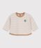 Camiseta de manga larga a rayas de algod&oacute;n para beb&eacute; beige/crudo