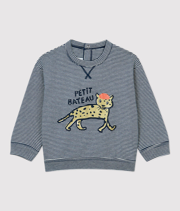 Camiseta de algod&oacute;n de beb&eacute; azul/blanco