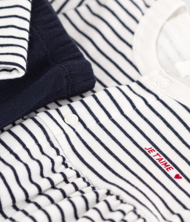 Vestido marinero y leggings de algod&oacute;n para beb&eacute; blanco/azul