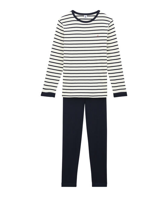 Pijama de terciopelo para niño azul SMOKING/beige COQUILLE