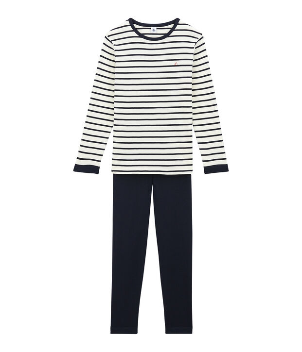 Pijama de terciopelo para ni&ntilde;o azul/blanco