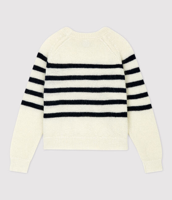 Jersey de mohair y algodón de niña blanco MARSHMALLOW/azul SMOKING