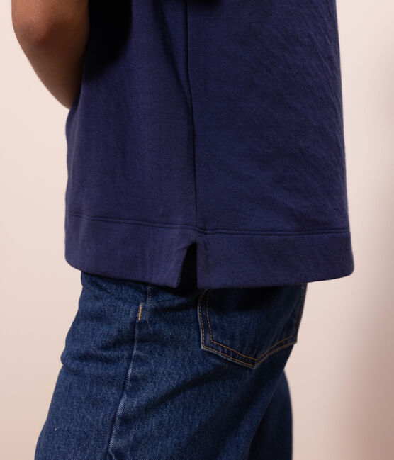 Camiseta LE BOXY de algodón para mujer azul CHALOUPE