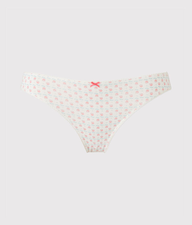Braguita de ni&ntilde;a estampada en jersey stretch blanco/multicolor