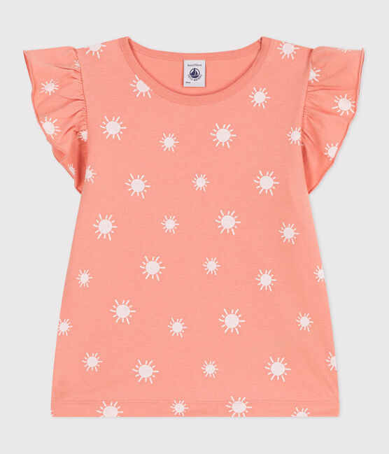Camiseta infantil de manga corta de algodón con estampado naranja ABRICOT/ MARSHMALLOW