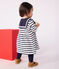 Vestido marinero de algod&oacute;n grueso de manga larga para beb&eacute; blanco/azul