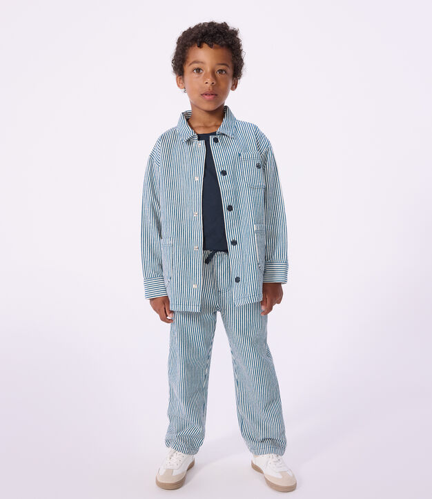 Pantal&oacute;n infantil de algod&oacute;n a rayas azul/blanco