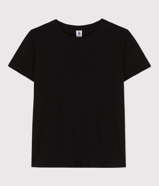 Camiseta LA RECTA de algodón con cuello redondo para mujer negro BLACK