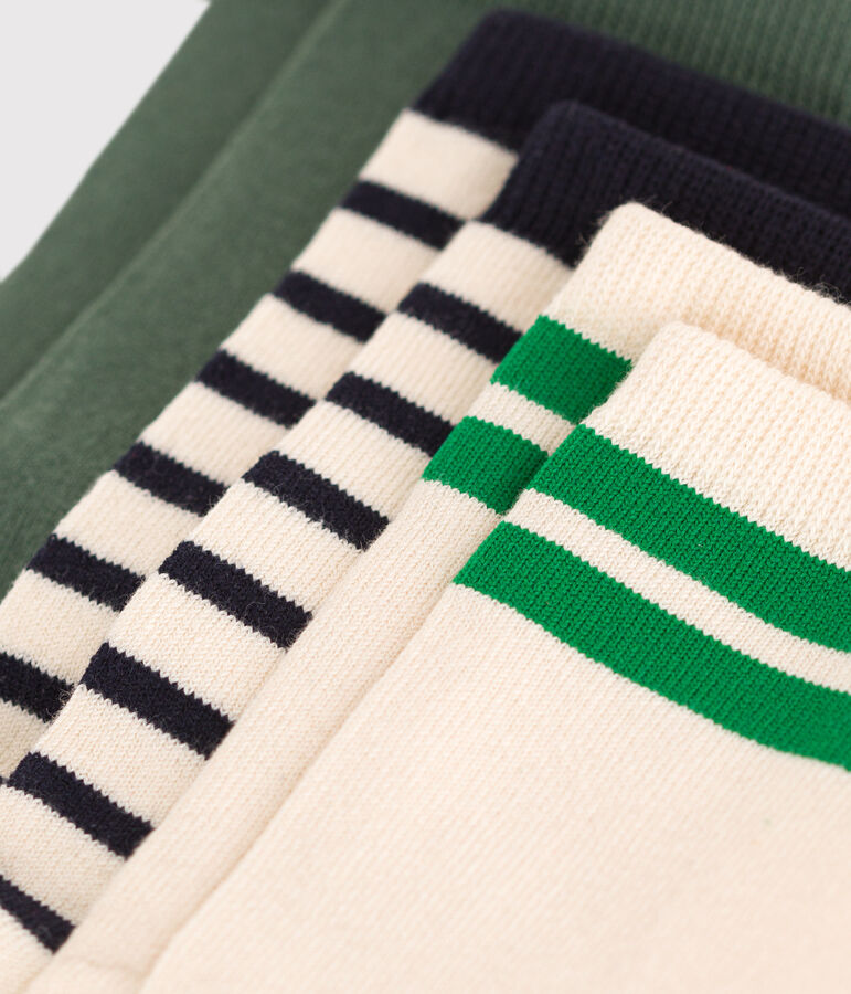 3 pares de calcetines infantiles de algod&oacute;n a rayas multicolor